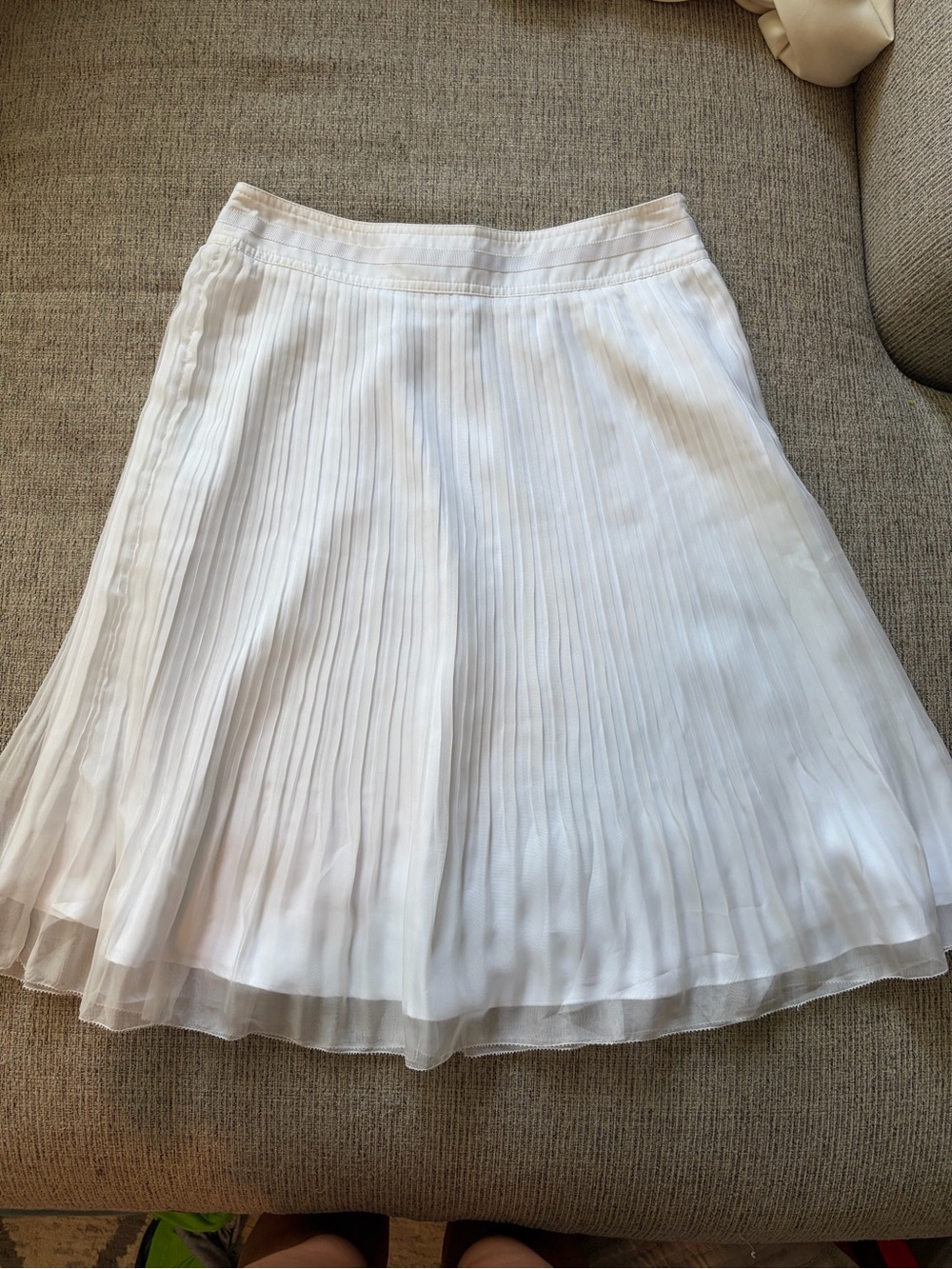 White House Black Market White Pleated Midi Skirt